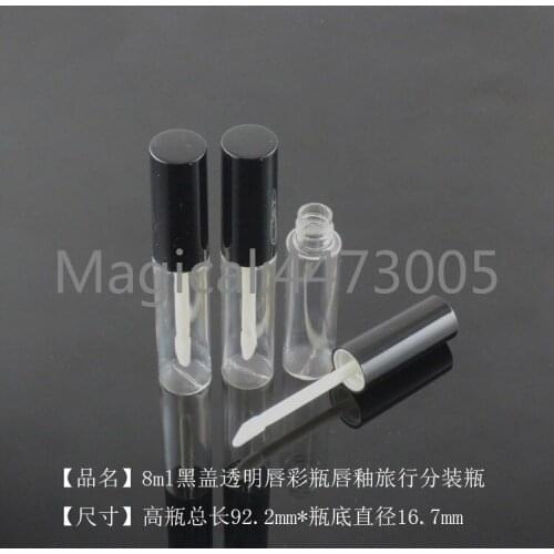 10/30/50/100pcs 8ml Empty Makeup DIY Lip Gloss Bottle with Black Lid and Clear Plastic Tube Lip Gloss Tube Labial Glair Bottle