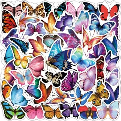 10/30/50PCS Pretty Colorful Butterfly Animal Stickers DIY Cute Cartoon Decal Guitar Skateboard Cool Graffiti Sticker Kid Toys