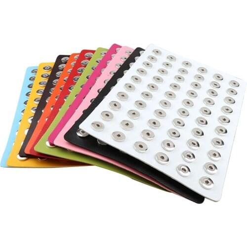 18mm 60pieces Snap Button Display Boards PU Leather Snap Display for Snap Jewelry DIY Jewelry Displays Holder