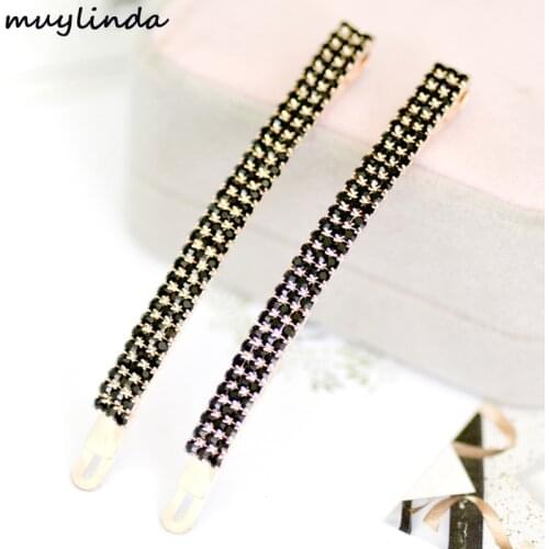 2 PCS/LOTS) Rhinestone Simple Long Hair Clip Fashion Crystal Women Hair Pin Jewelry Ornament Girls Hair Accessories