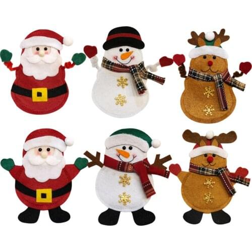 3Pcs New Arrival Christmas Decoration Cutlery Knifes Forks Bags Santa Claus Snowman Elk New Year Dining Table Decor Christmas