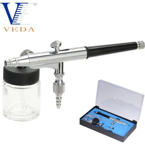 Double-action Gravity Feed Airbrush With 22cc Glass Bottle Tattoo Makeup Kit 0.3mm Nozzle Mini Spray Gun Sets For Art Painting