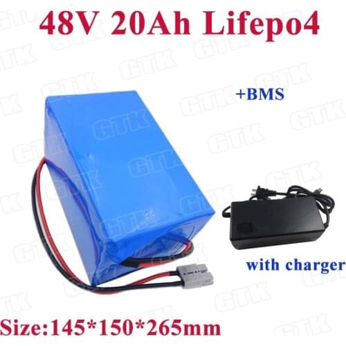 Lifepo4 battery pack 48V 20Ah lifepo4 battery for 1000W 1500W 2000W motor electric bike scooters power wheelchair + 5A charger