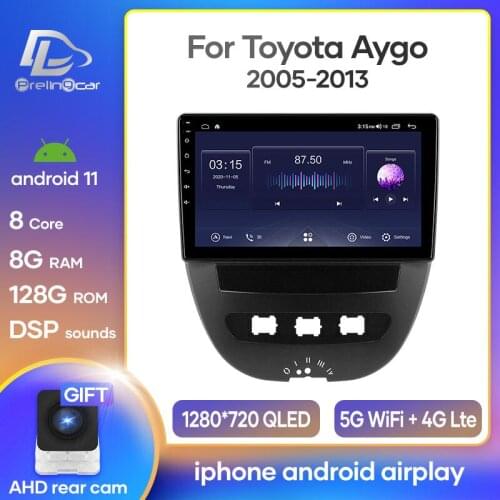 Prelingcar Android 10.0 System Car IPS Touch Screen Stereo For Peuget 107 Toyota Aygo Citroen C1 2005-2014 years Stereo DSP