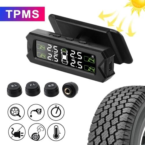 Car TPMS Auto Security Alarm Solar Power Temperature Warning Tire Pressure Monitoring System Tyre Pressure Sensor
