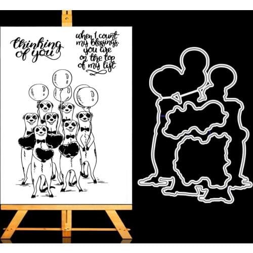 AZSG Cartoon Marmot Balloon Silicone Clear Stamp Cutting Dies For DIY Scrapbooking Card Making Photo Album Decorative Crafts