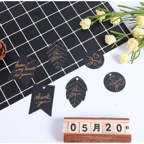 100pcs/lot Thank You Bronzing Kraft Paper Hang Tag Handmade Gift Tag Label For Birthday Party Gift Package Decor