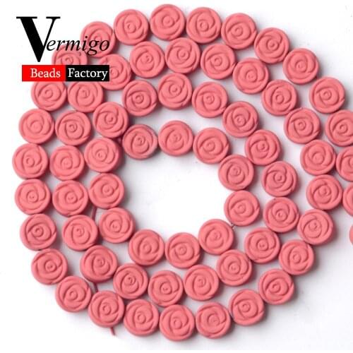 Natural Stone Beads Rose Red Flowers Nanotech Rubber Hematite Beads For Jewelry Making 6mm Loose Beads Diy Bracelets Accessories