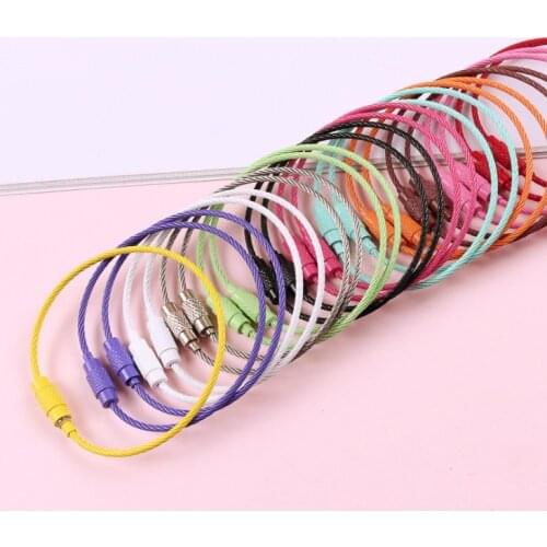 Colorful Keychain Stainless Steel Wire Carabiner Key Holder Outdoor Hiking Tools Wire Keyring Cable Rope Screw Locking Key Chain