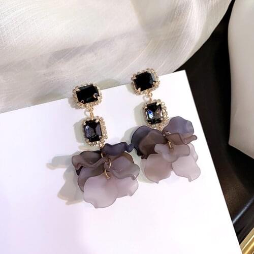 Flower Long Dangle Drop Earrings for Women Wedding Bridal Party White Red Big Petal Korean Earrings Statement Jewelry