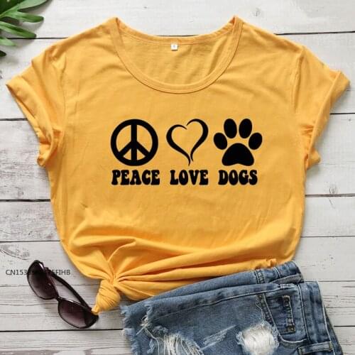 Peace Love Dogs SoftPremium T-Shirt Aesthetic 90s Dog Mom Gift Tee Shirt Top Funny Women Graphic Slogan Tshirt Drop Ship