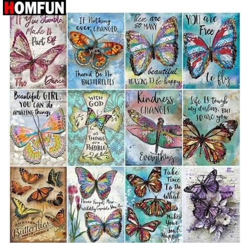 HOMFUN Full Square/Round Drill 5D DIY Diamond Painting "Butterfly Landschap" Embroidery Cross Stitch 5D Home Decor Gift