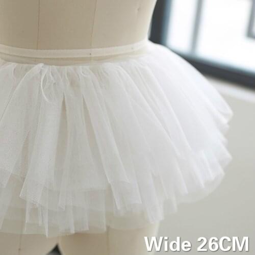 26CM Wide Six Layers Mesh Embroidered Ruffle 3d Lace Fabric Girls Dolls Princess Fluffy Dress Pettiskirt Sewing Patchwork Decor