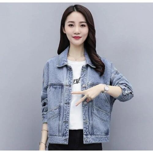2021 Spring and autumn new denim jacket Korean loose black jacket Harajuku jacket fashion
