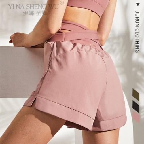 Summer New High Waist Cross Gym Running Shorts Women 2 In 1 Quick-Drying Fitness Training Shorts Loose Yoga Shorts Sportswear