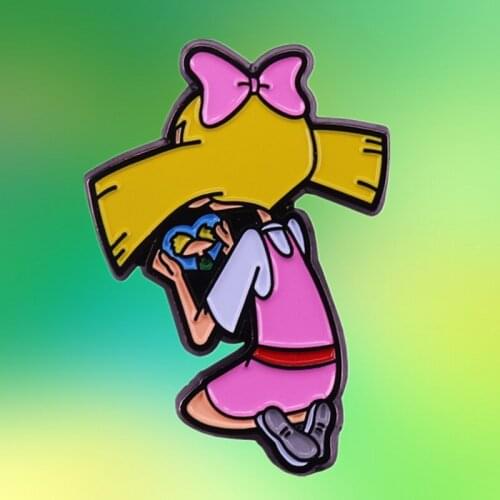 Helga Geraldine Pataki and Love Locket with her one true love enamel pin 90s Craig Bartlett Cartoon TV Show brooch jewelry