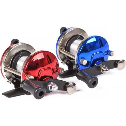 Mini Bait Casting Spinning Boat Ice Fishing Reel Metal Fish Water Wheel Baitcast Roller Coil with 50M Wire Fishing Accessories