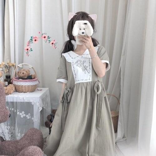 Summer 2020 new Japanese sweet Lolita doll collar loose student loli short-sleeved dress cute fancy kawaii princess