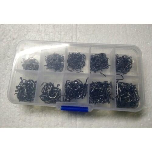 New Arrival 500pcs Carbon Steel Carp Fishing Jig Hooks with Hole Fly Fishing Tackle Box 3# -12# 10 Sizes Fish Hooks