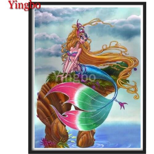 New Arrival Diamond Painting Cartoon Mermaid Elf,Square Round Diamond Embroidery Full Display Mosaic Cross Stitch Set Needlework