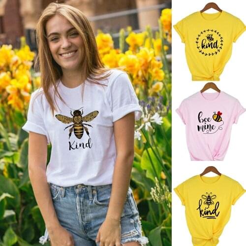 Bee Kind Print Graphic Tees Women Summer Short Sleeve Female T-shirt Mujer Camisetas Aesthetic Harajuku Tumblr Clothes Tops 2020