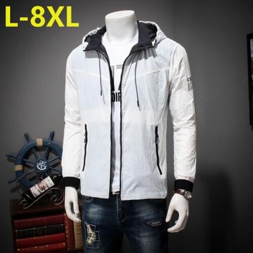 PLUS 10xl 8xl 6xl 5xl new spring thin jacket men brand clothing casual breathable jacket coat male quality outerwear