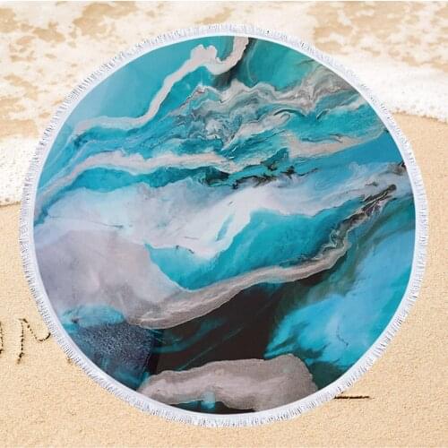 New Design Round Beach Towel with Tassel 150cm Soft Microfiber Summer Swimming Bath Towel Shawl Outdoor Lawn Picnic Pad