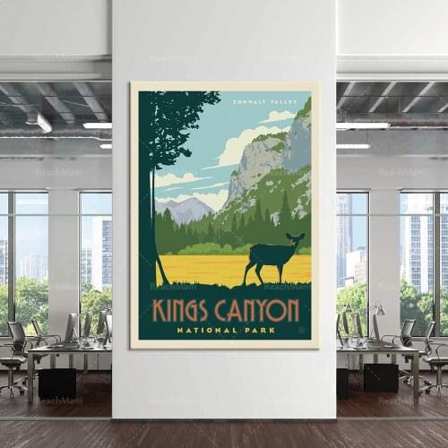 Kings Canyon National Park posters, travel posters minimalist prints, poster paper home wall art, office wall decoration