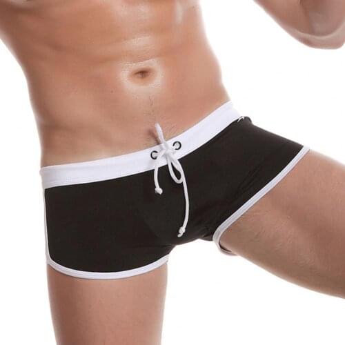 Simple Swim Trucks Patchwork Drawstring Surffing Shorts Elastic Waist Men Swim Trucks U Convex Boxer Swim Shorts Swimwear
