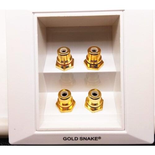 Snake RCA Panel Mount Chassis Socket Connector Box,Four way Audio white Female Socket,terminal Box Red&Black Colors Available 86