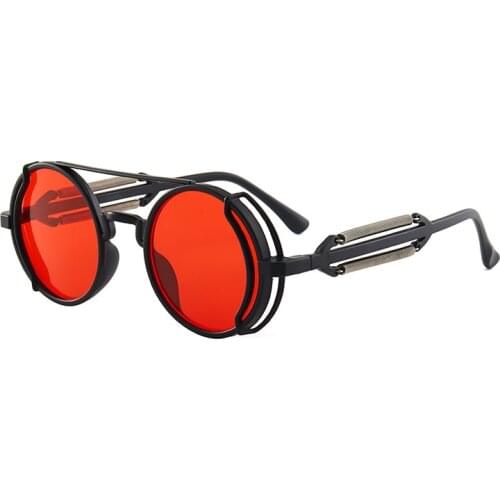 Classic Gothic Steampunk Sunglasses Luxury Brand Designer High Quality Men and Women Retro Round Pc Frame Sunglasses