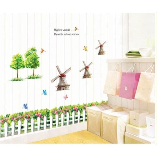 New 201460*90cm vintage romantic rural windwill removable vinyl wall stickers wall decal home decor forkids rooms/LIVING ROOM