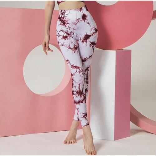 Tie- Dye High-Elastic Sports Tight-Fitting Sexy Hip-Lifting Women Running Fitness Yoga Cropped Pants