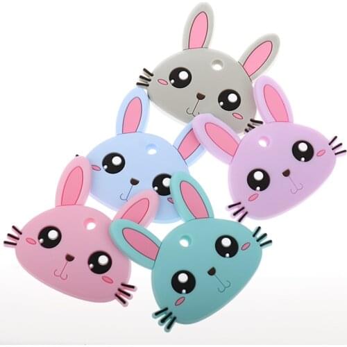 10pc Animal Silicone Bunny Babies Teether Bpa Free Silicon Baby Teething Jewelry Accessories Infant Nursing Necklace Pendant DIY