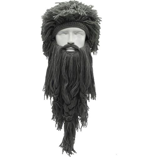 2020 Unisex Crazy Wig Long Beard Personality Beanies Vikings Hats Handmade Winter Cosplay Gifts Funny Xmas Costumes Caps