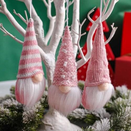 3Pcs Lovely Dwarf Shape Delicate Craft Xmas Tree Ornament Pointed Hat Fabric Festival Ambience Christmas Pendant Party Supplies
