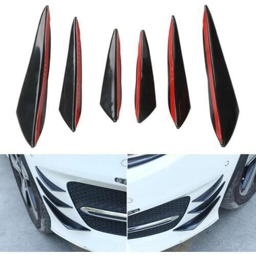 6pcs/set Universal Front Bumper Lip Decoration Diffuser Splitter Fins Body Spoiler Canards Valence Chin Car Tuning Canard
