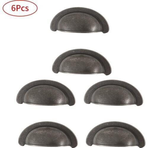 6Pcs Vintage Alloy Cupboard Cabinet Door Drawer Shell Cup Furniture Wardrobe Drawer Half-moon Doors Handle with Mounting Screws