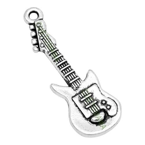 80pcs-Antique Tibetan Silver Electric Guitar Charms Pendant 30x10mm