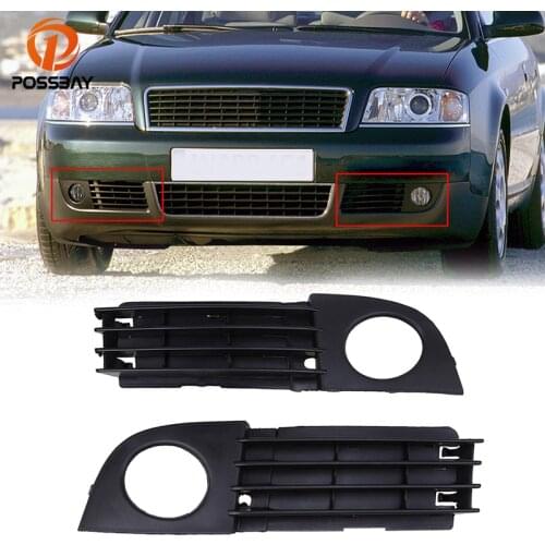 POSSBAY Car ABS Plastic Front Left/Right Bumper Fog Light Lamp Cover Grille for Audi A6 C5 Sedan&Avant 2002-2005 Facelift