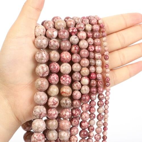 Natural Stone Beads Red Chrysanthemum Stone Charm Round Loose Beads for Jewelry Making Needlework Bracelet DIY 4/6/8/10/12 MM