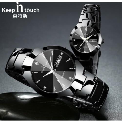 Couple Watches For Lovers 2021 Fashion Quartz Watches Men Women Waterproof Week Calendar Wristwatch Lovers Watch Stainless Steel