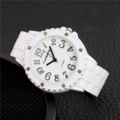 Women’s White Watches Quartz Wristwatch Large Dial Simple Arabic numerals Waterproof Fashion Female Clock montre femme 2021