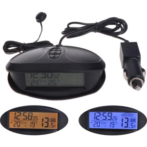 Digital Car In & Outdoor Thermometer Voltmeter Time Clock Alarm Backlight EC98