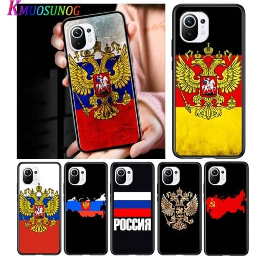 Russia Flag Map for Xiaomi Mi 11 10T Note 10 Ultra 5G 9 9T SE 8 A3 A2 A1 6X Pro Play F1 Lite 5G Black Phone Case