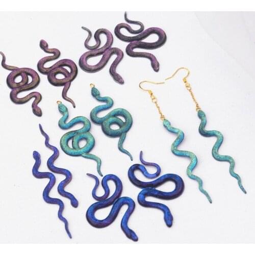 Snake Pendant Earring Resin Molds 6 Pair Serpent Shapes Dangle Earring Silicone Epoxy Resin Casting Molds Jewelry Making 87HB