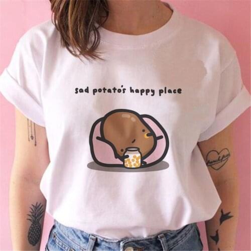Cartoon Potato Graphic T Shirts Women Casual Short Sleeve Tee Shirt Femme Harajuku Fashion Tops Tshirt Women Clothes 2020