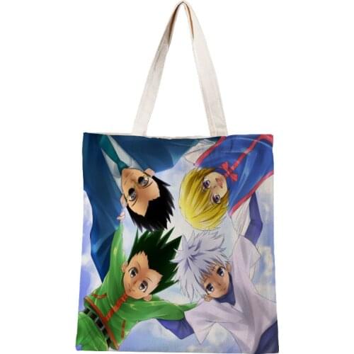 Ladies Handbags Hunter x Hunter Canvas Tote Bag Cotton Cloth Shoulder Shopper Bags for Women Eco Foldable Reusable Shopping Bags