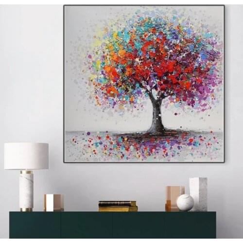 Abstract Landscape Canvas Painting Colorful Trees Posters and Prints Pop Wall Art Pictures For Living Room Decor Cuadros