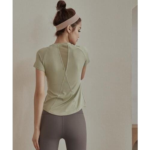 Yoga Crop Top Yoga Clothes Womens Summer Short T-shirt Red Sports Running Top Top Deportivo Mujer Camisetas